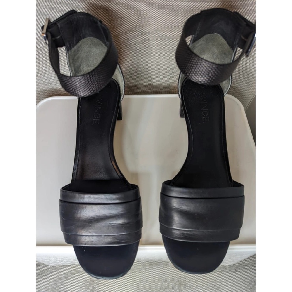 Vince Elegant Black Heels with Ankle Strap